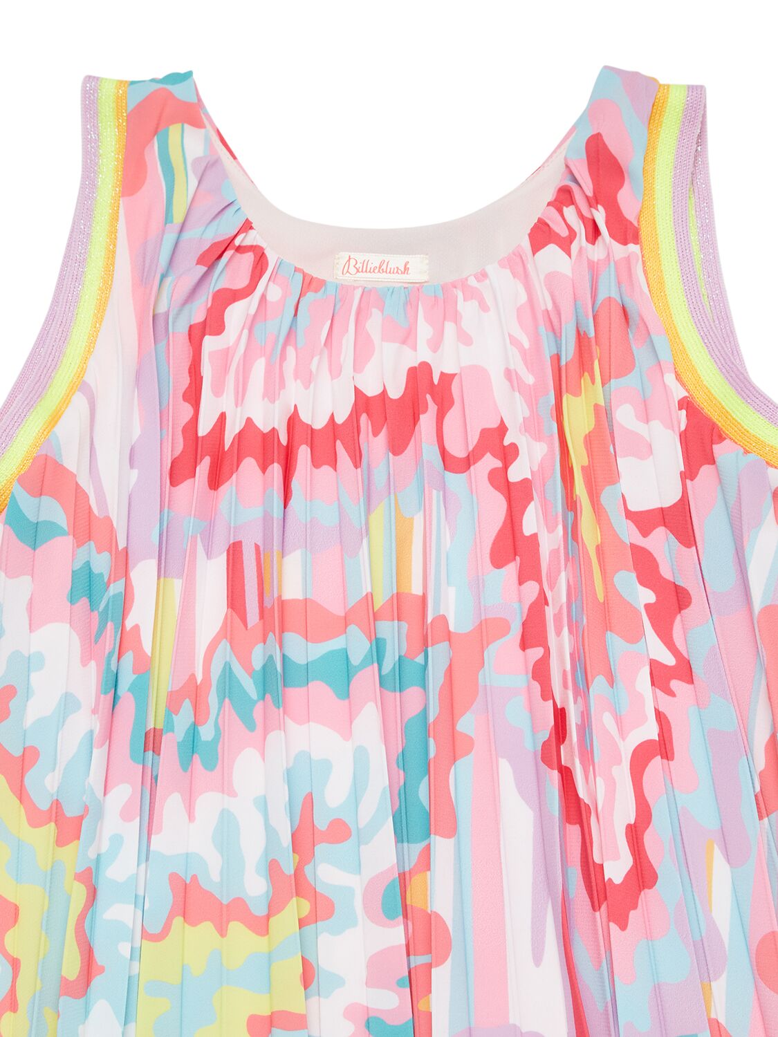 Shop Billieblush Printed Pleated Tech Dress In Multicolor