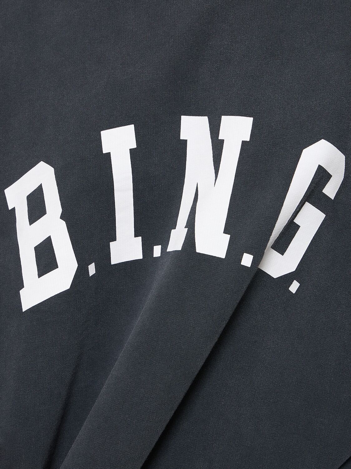 Shop Anine Bing Tyler Logo Printed Cotton Sweatshirt In Washed Black