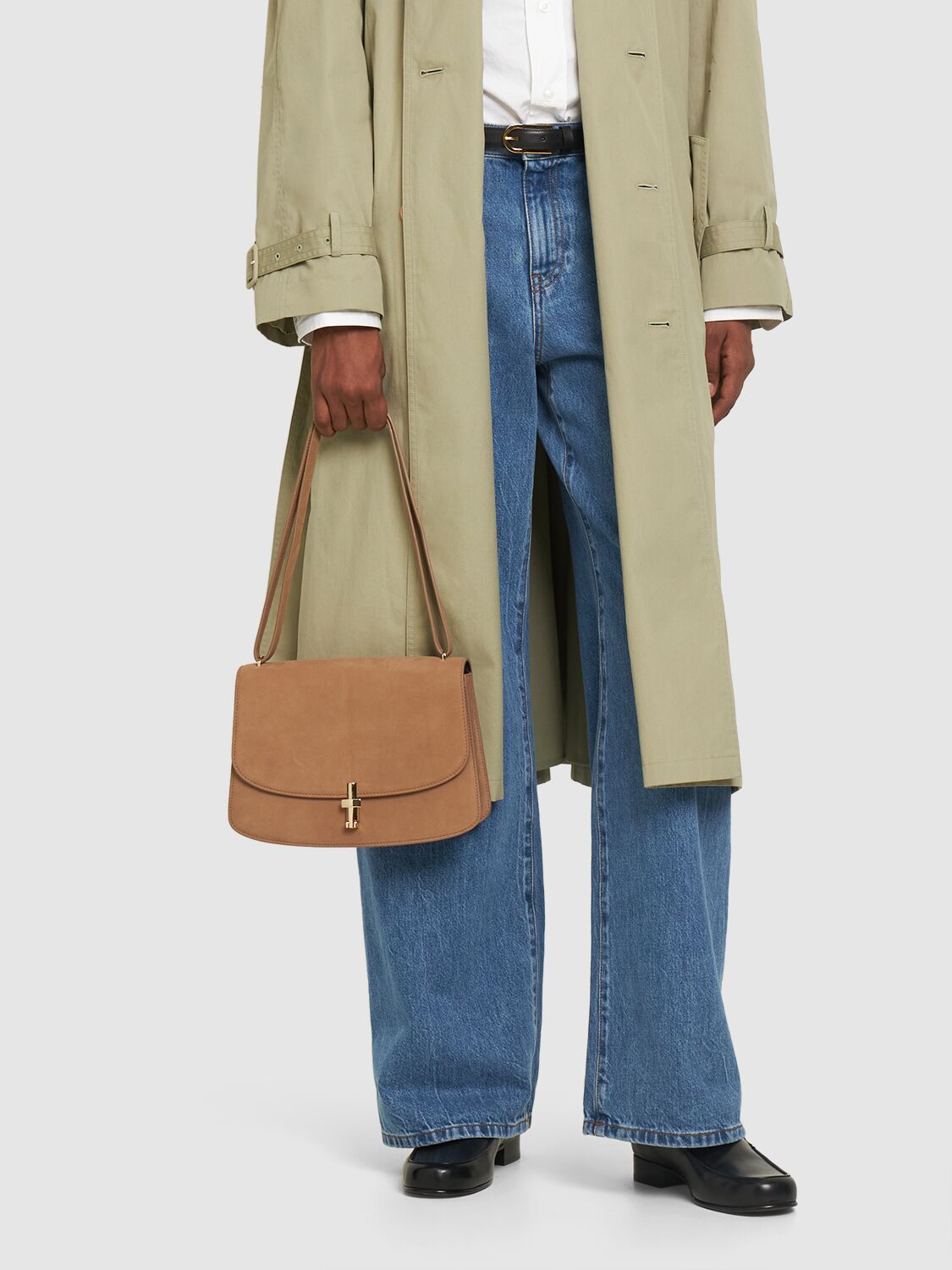 The Row Sofia 10 Suede Shoulder Bag In Tundra Lg