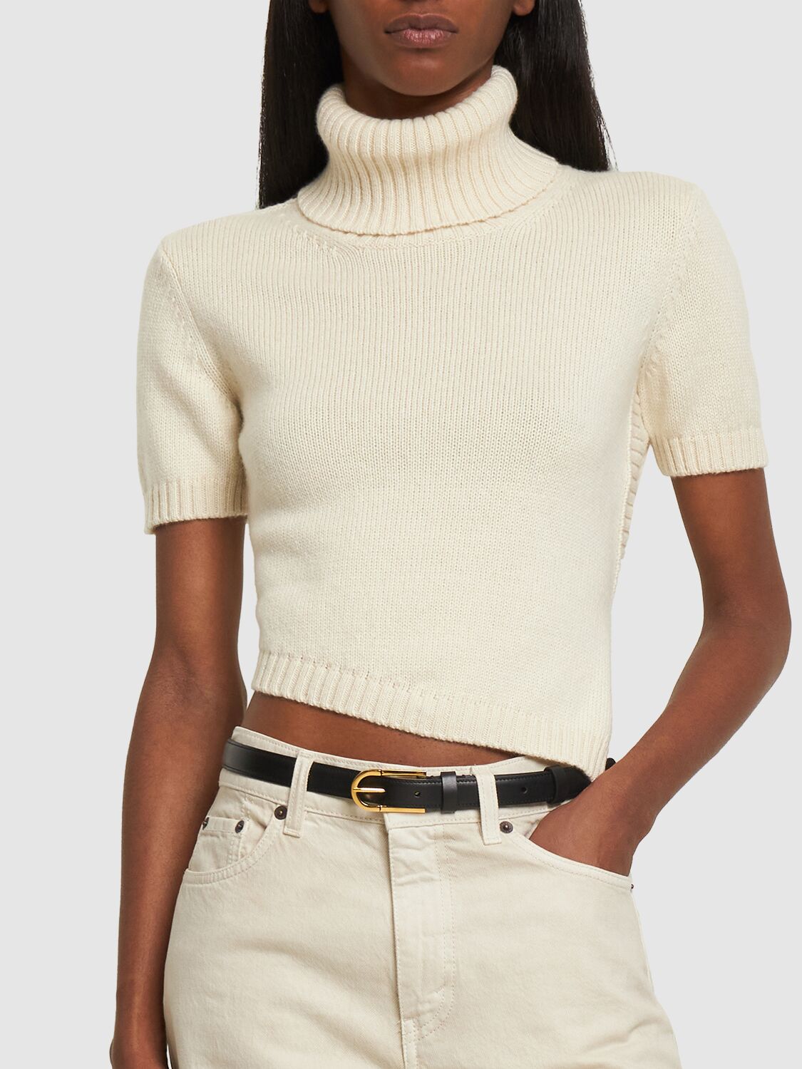 The Row Freya Leather Belt In Black