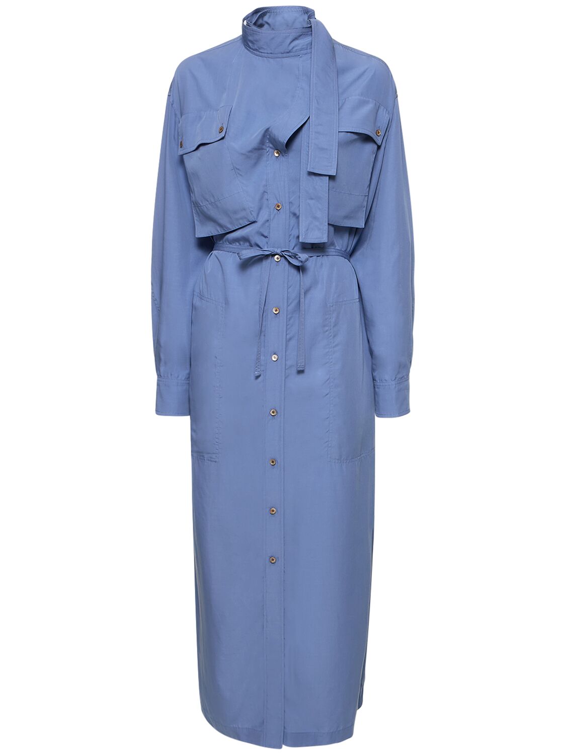 Lemaire Two Pocket Midi Shirt Dress In Blue