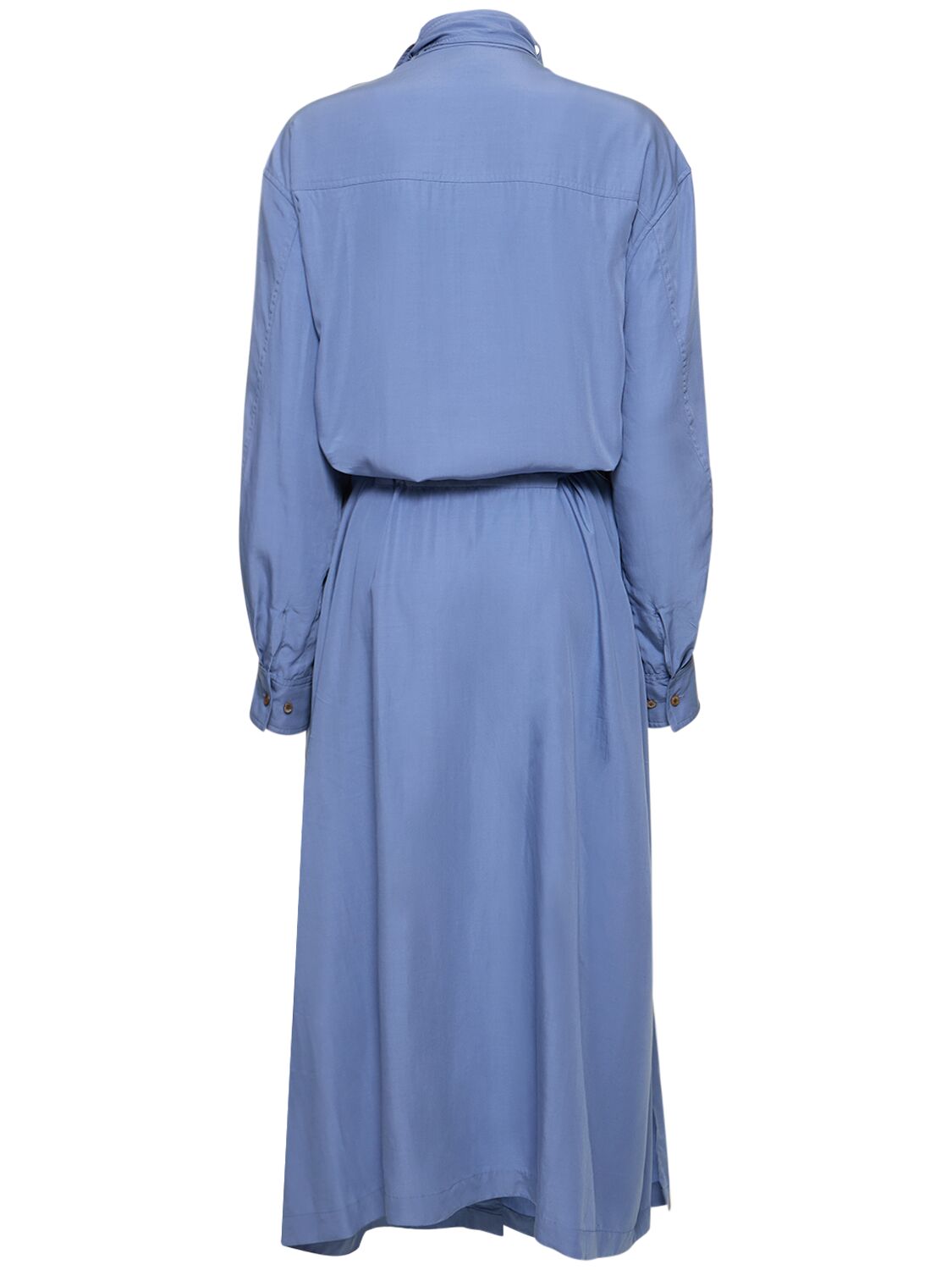 Shop Lemaire Two Pocket Midi Shirt Dress In Blue