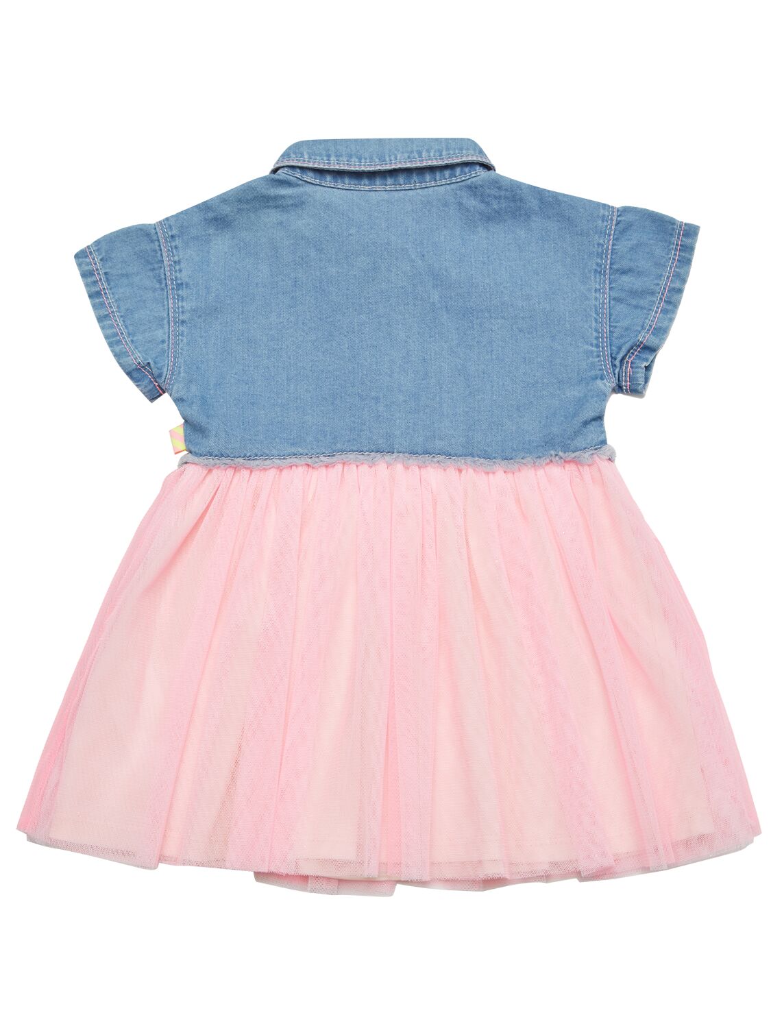 Shop Billieblush Cotton & Tulle Dress W/diaper Cover In Blue,fuchsia
