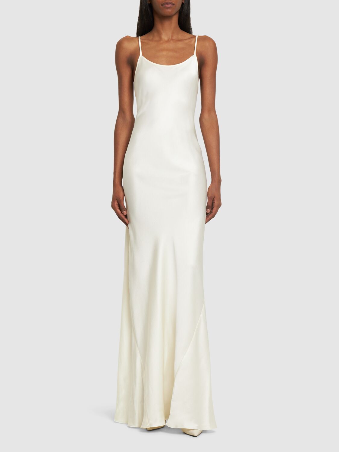 victoria beckham cami floor length dress in ivory Lace Cami Dress In Ivory – Victoria Beckham main image 0