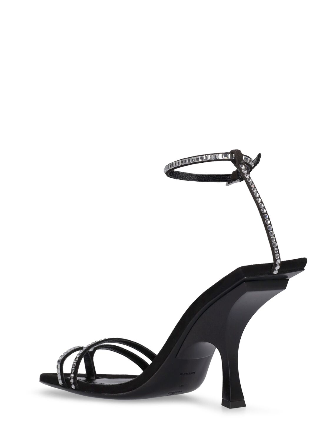 Shop Attico 95mm Ester Suede & Crystal Sandals In Black