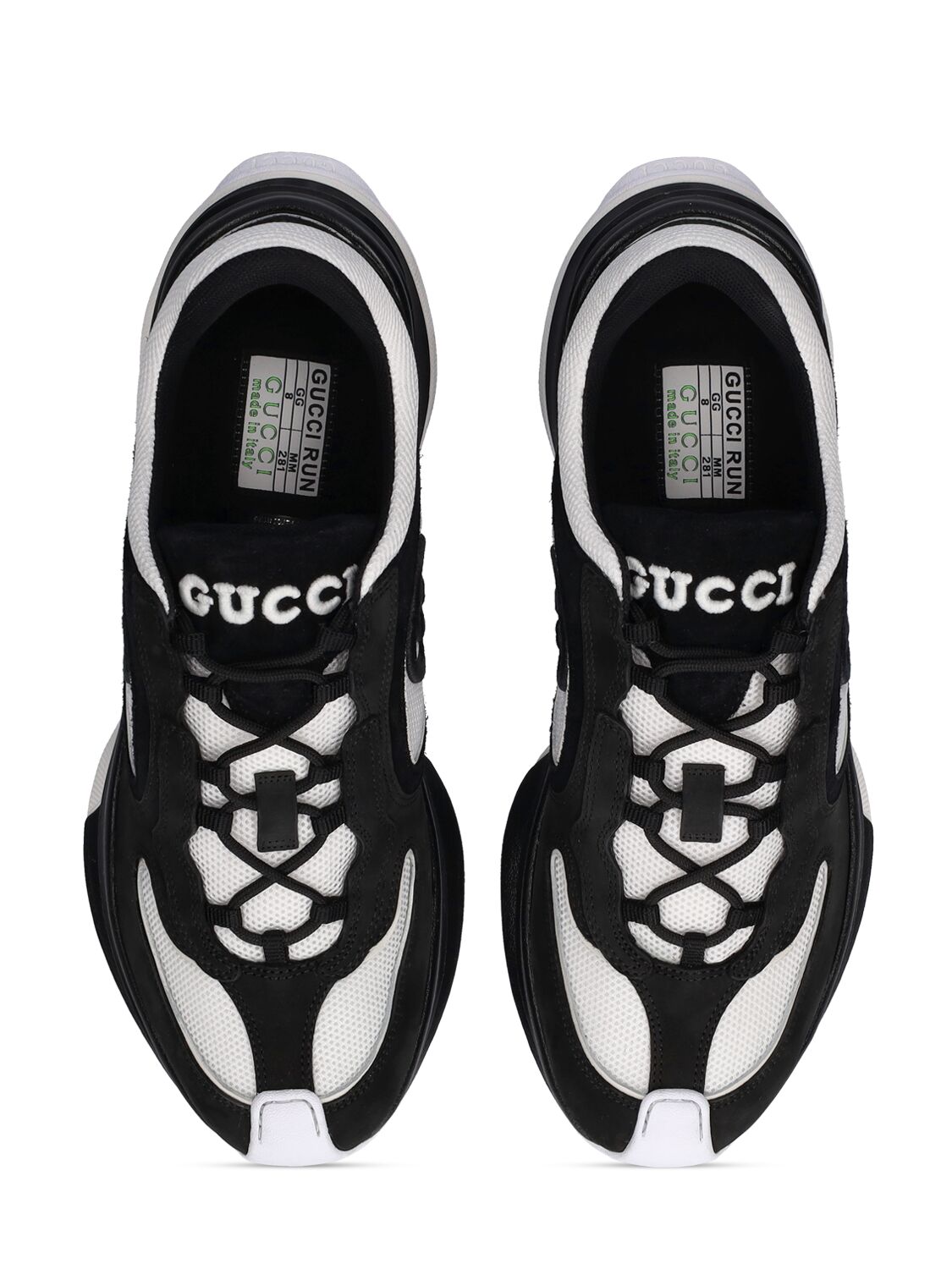 Shop Gucci Gg Premium Tech And Leather Sneakers In Black,white