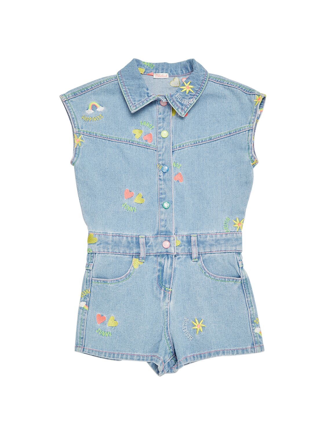 Image of Embroidered Denim Playsuit