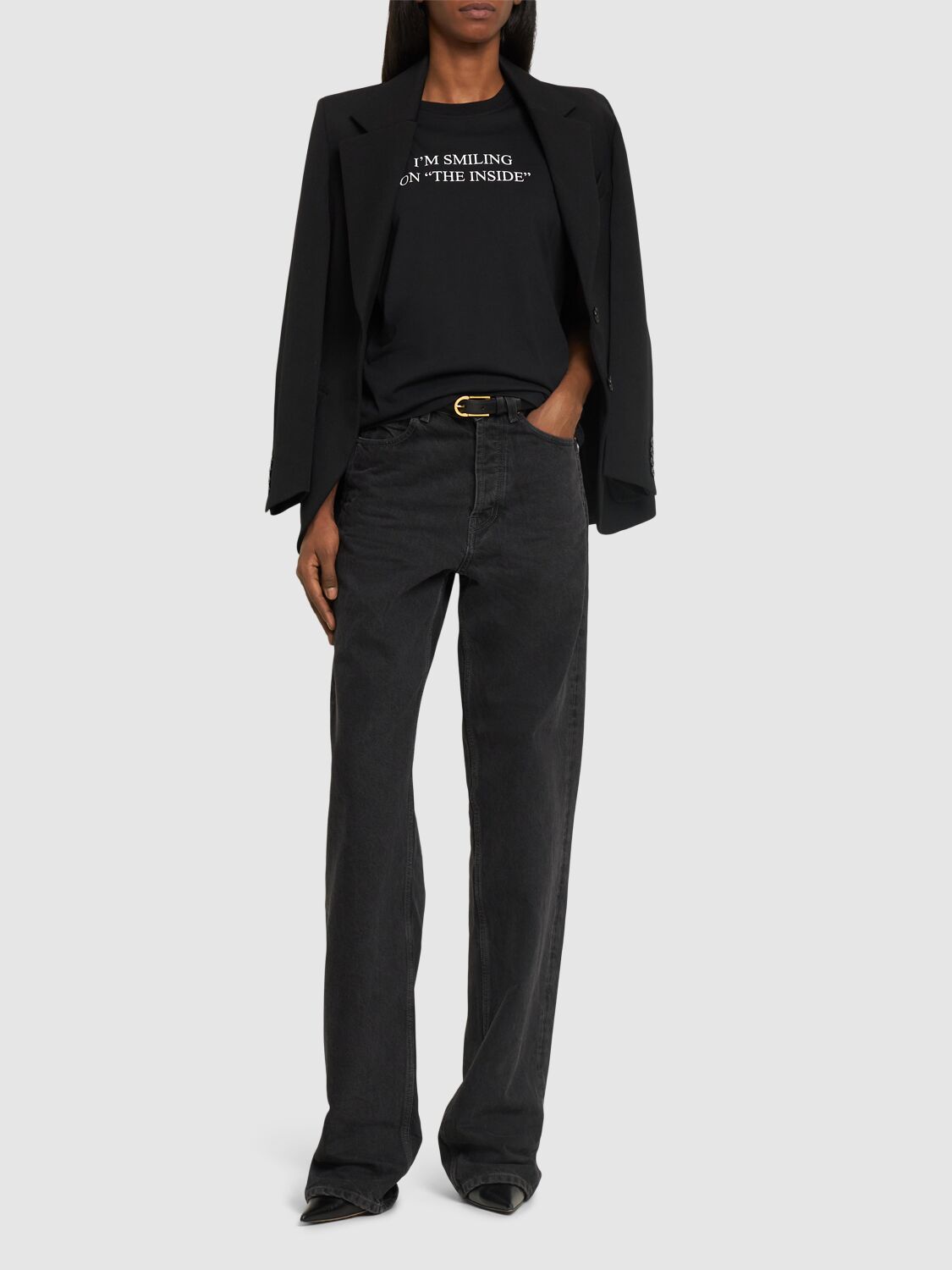 Shop Victoria Beckham Slogan Cotton T-shirt In Black