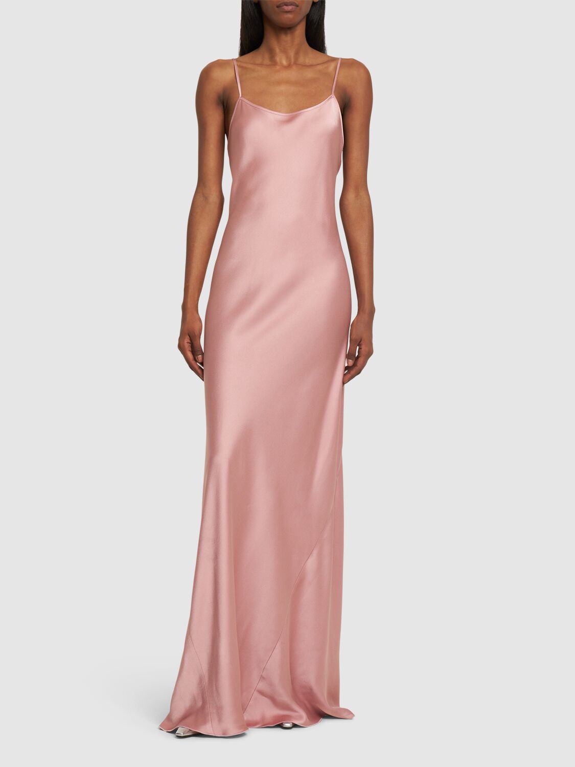 Shop Victoria Beckham Cami Floor-length Satin Dress In Pink