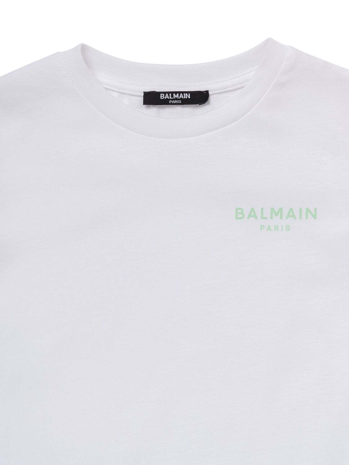 Shop Balmain Printed Cotton Jersey T-shirt In White,black