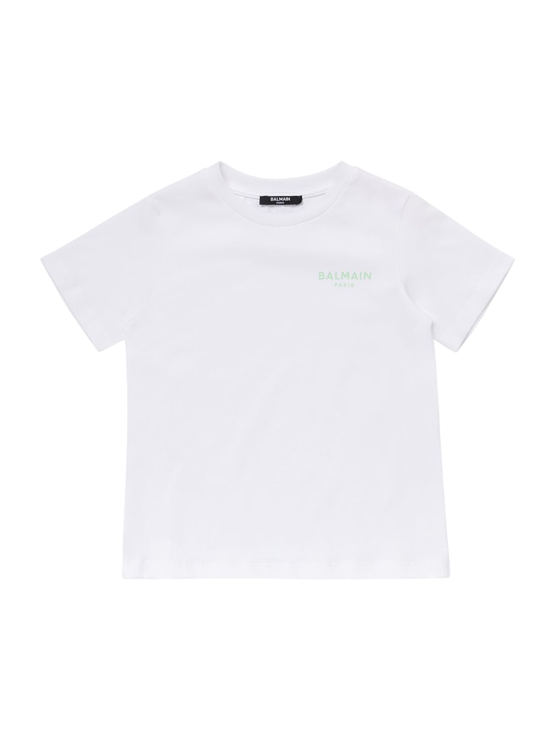 Balmain Kids' Printed Cotton Jersey T-shirt In White,black