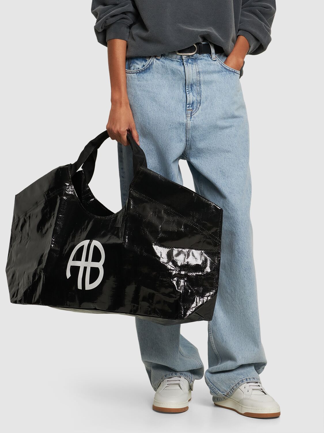 Shop Anine Bing Drew Printed Tech Sport Bag In Black