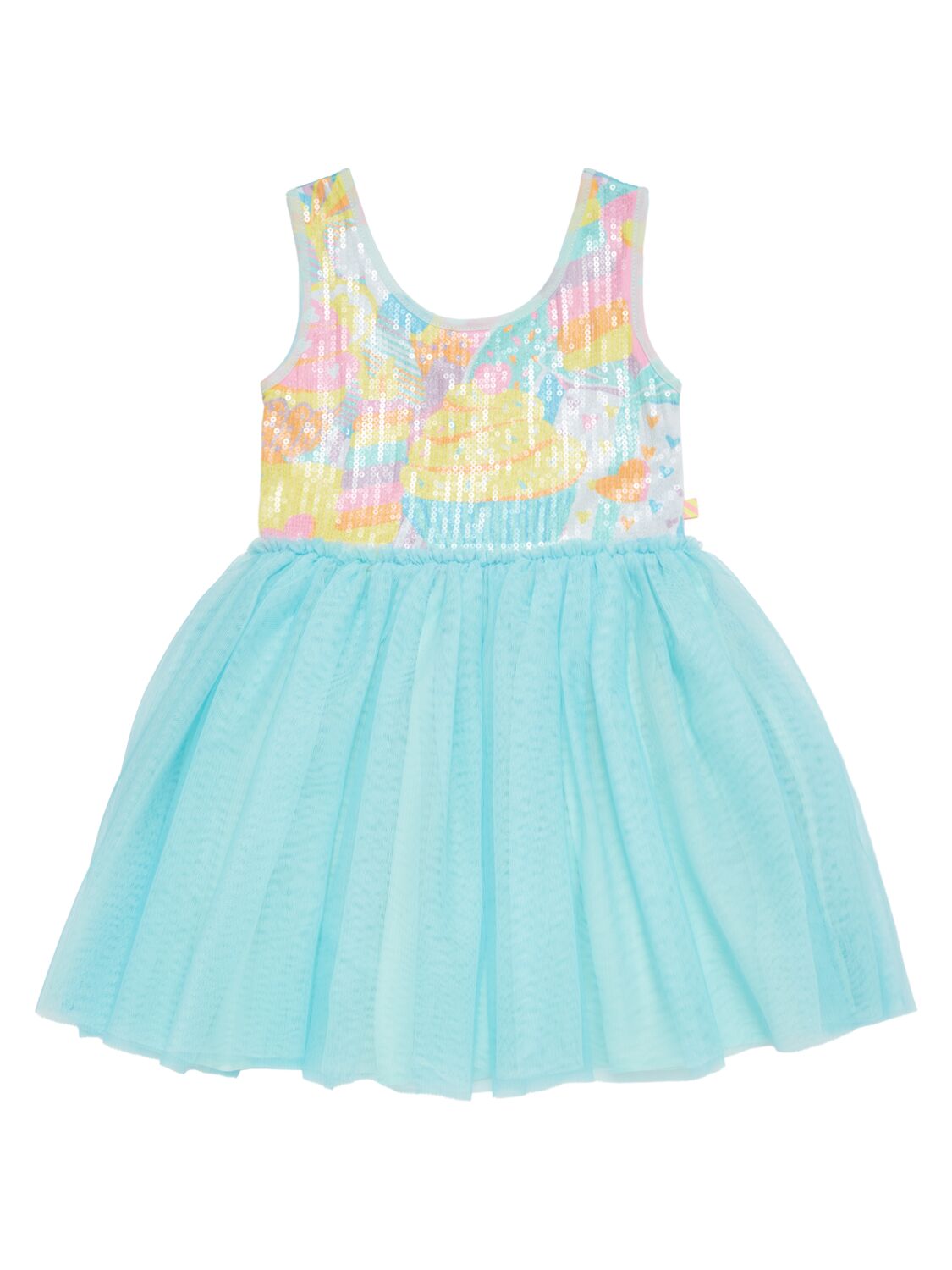 Shop Billieblush Sequined Tulle Dress W/ Glittered Crown In Blue Leave