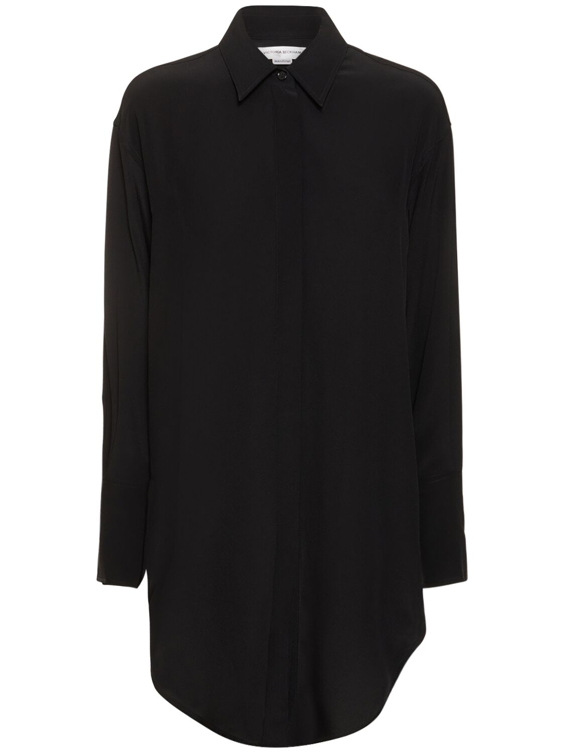 Shop Victoria Beckham Wrap Front Silk Shirt In Black