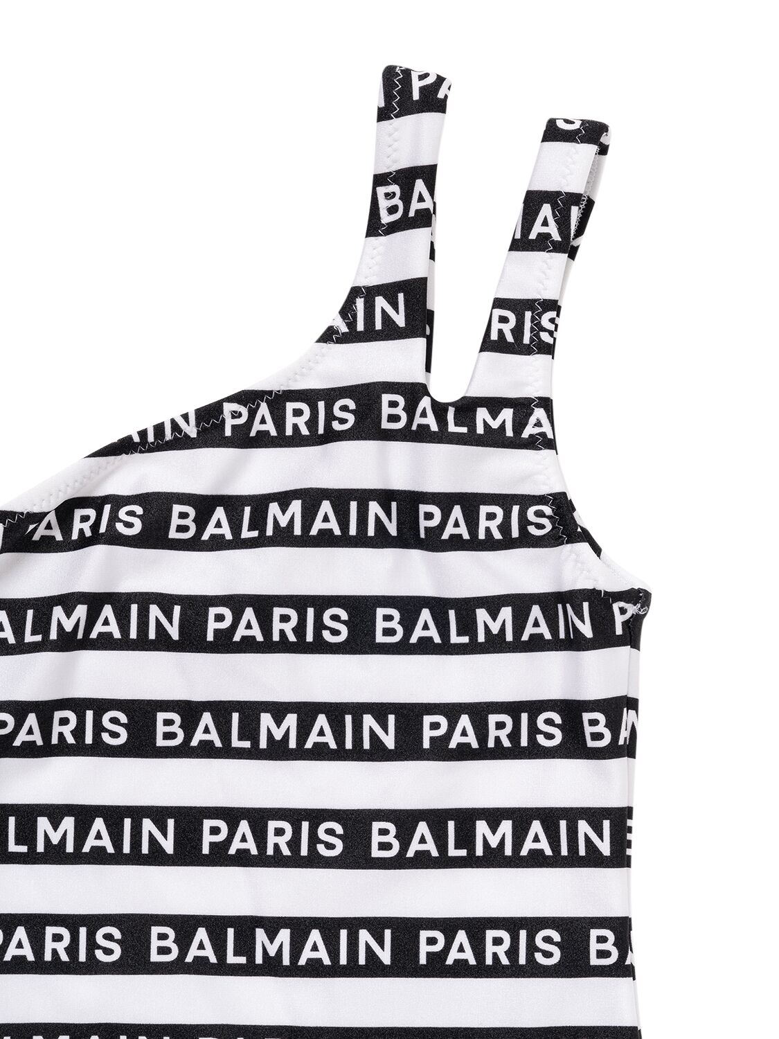 Shop Balmain Logo Print Lycra One Piece Swimsuit In White,black