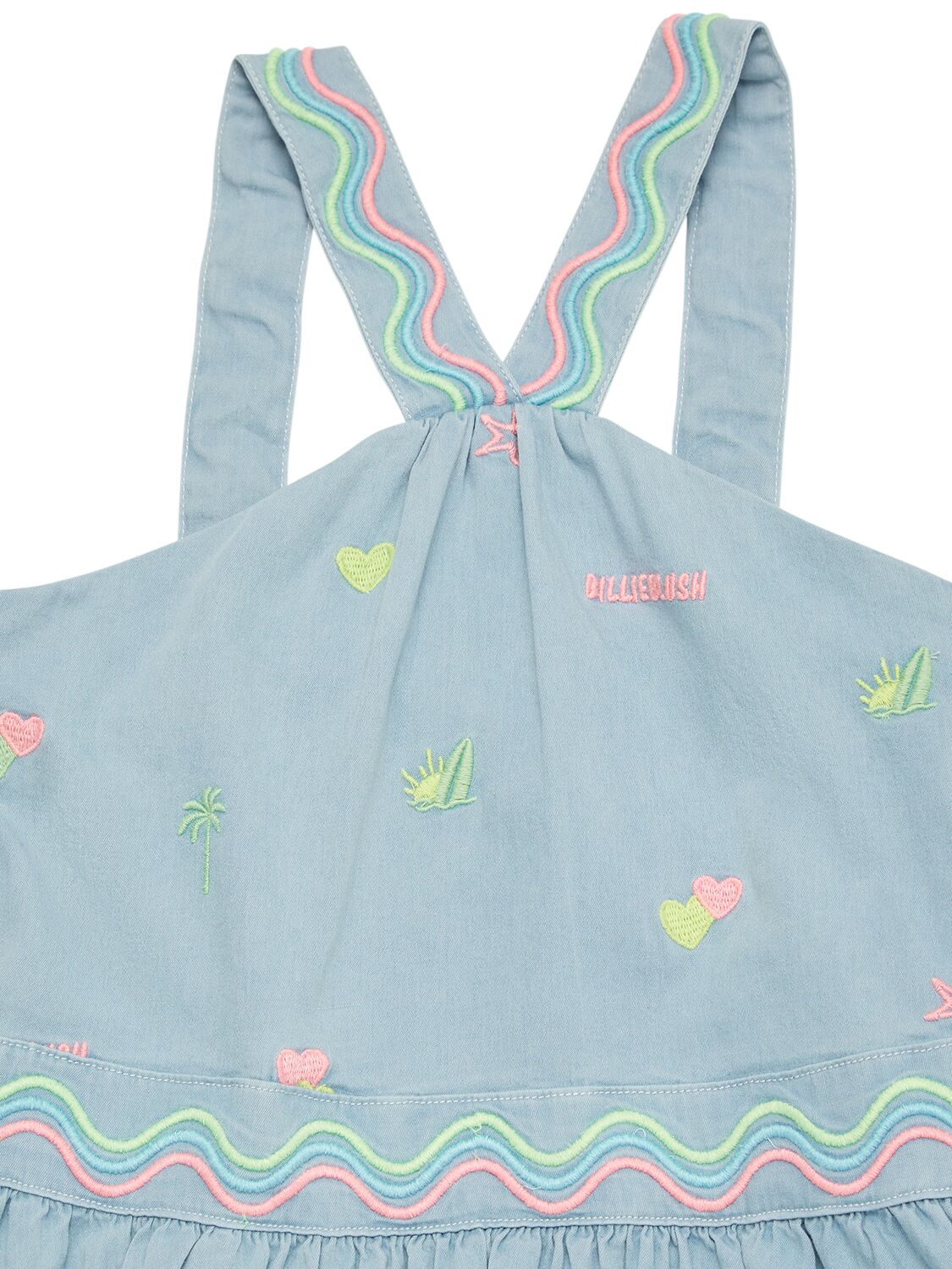 Shop Billieblush Embroidered Denim Dress In Blue,multi