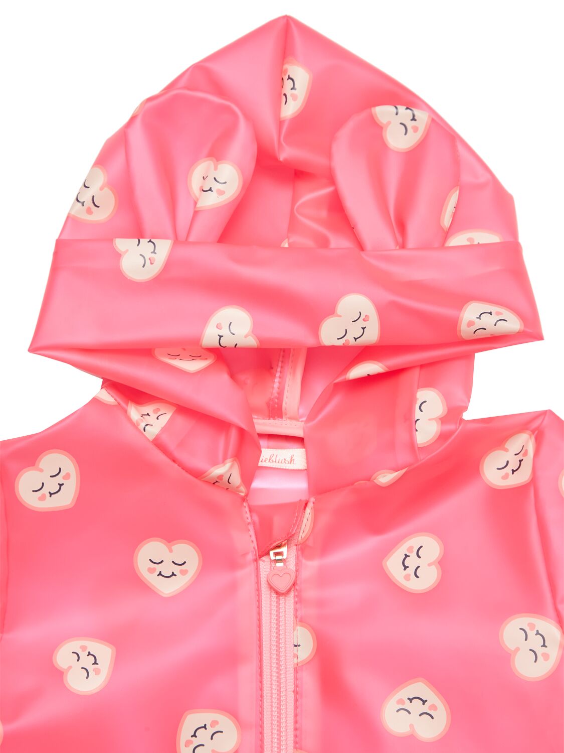 Billieblush Heart Print Tech Raincoat In Fuchsia