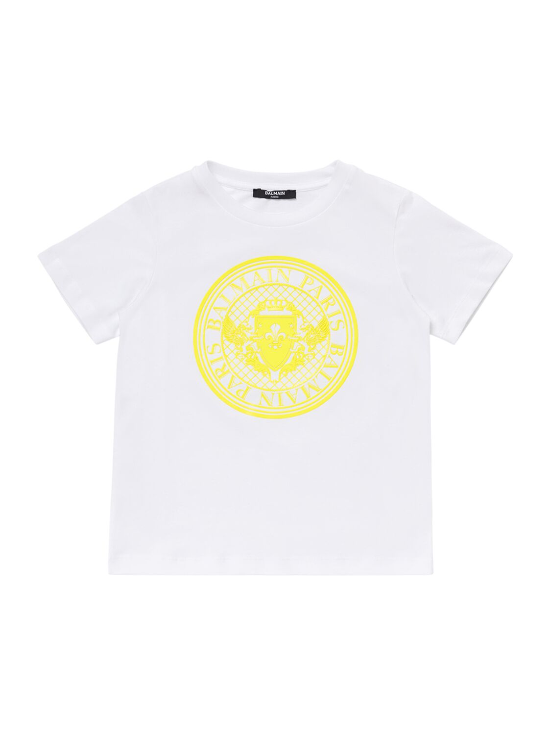 Balmain Kids' Printed Cotton Jersey T-shirt In White,yellow