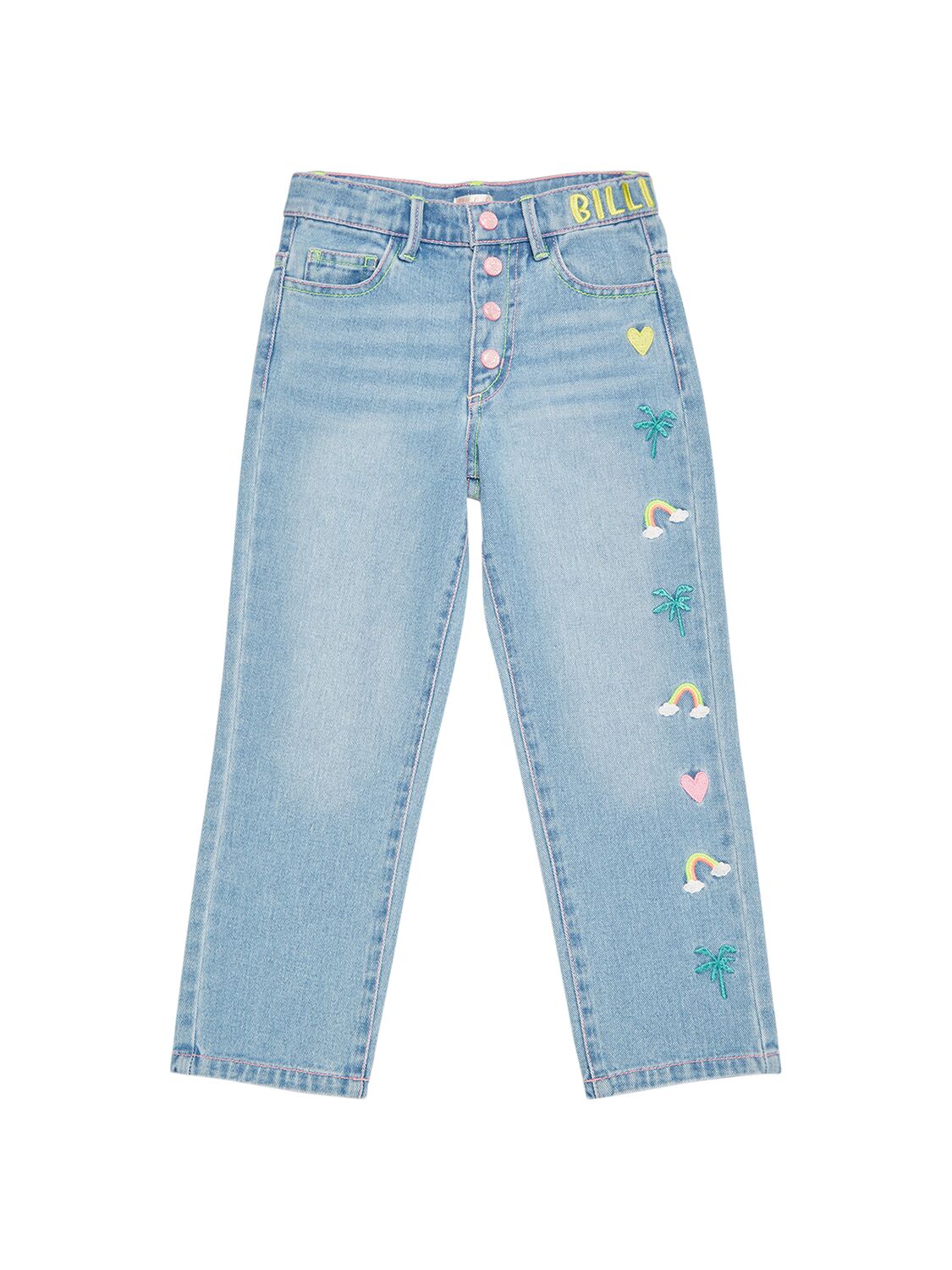 Billieblush Kids' Embroidered Cotton Denim Jeans