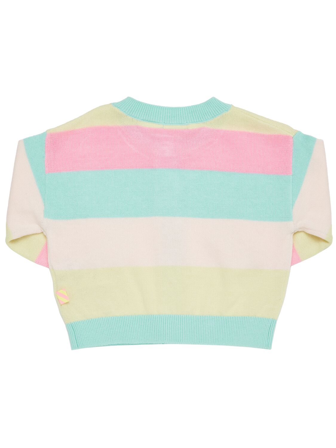 Shop Billieblush Striped Cotton Knitted Cardigan In Multicolor