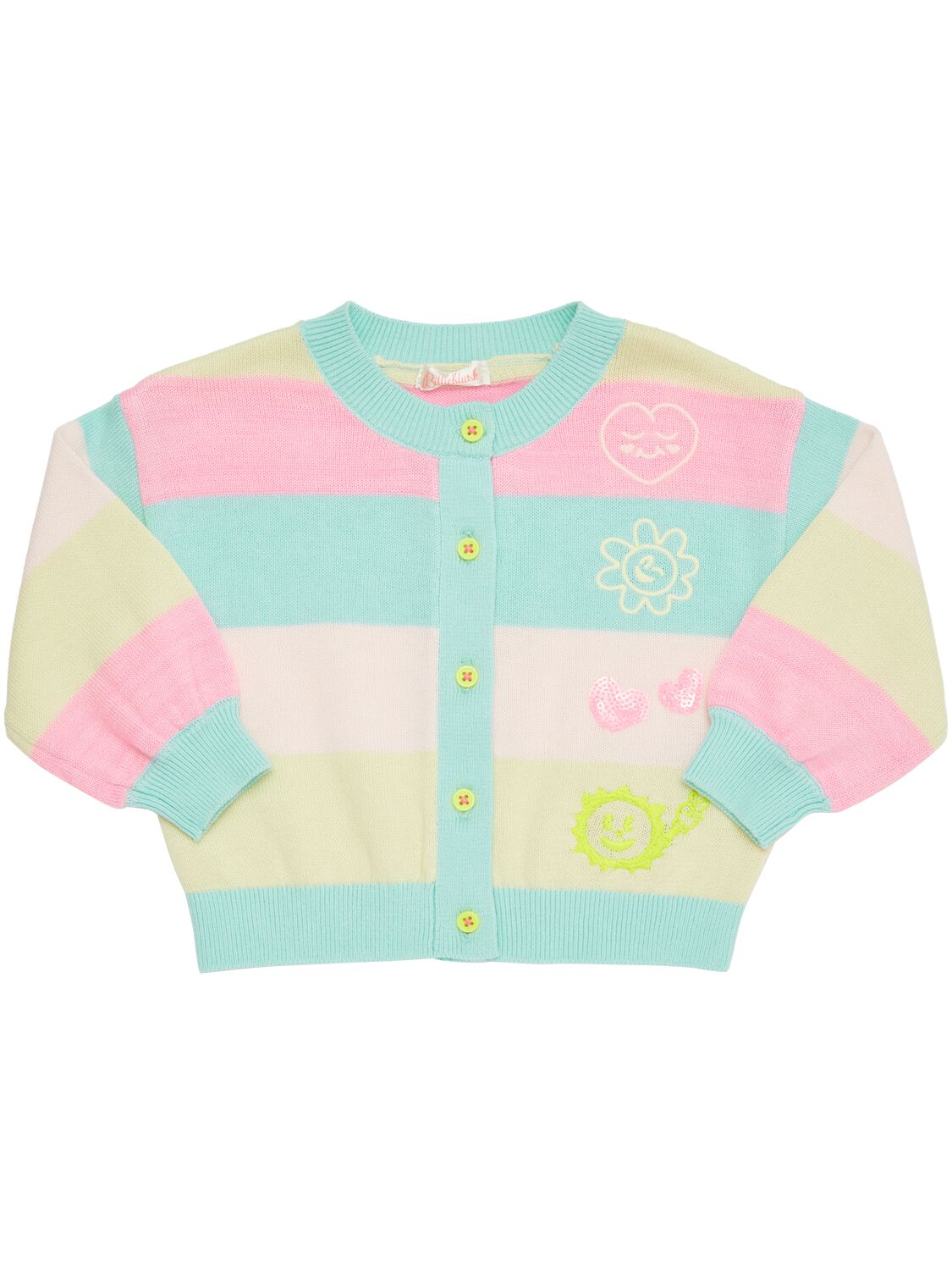 Billieblush Kids' Striped Cotton Knitted Cardigan In Multicolor