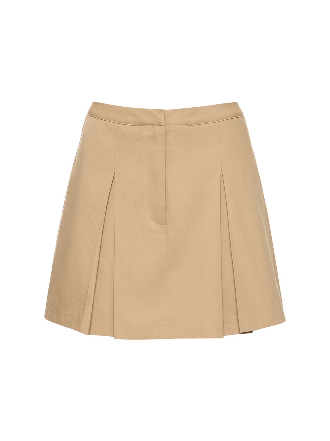 Shop Sporty And Rich Serif Logo Double Pleated Skirt In Beige