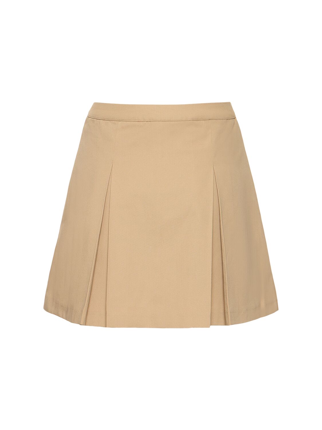 Shop Sporty And Rich Serif Logo Double Pleated Skirt In Beige