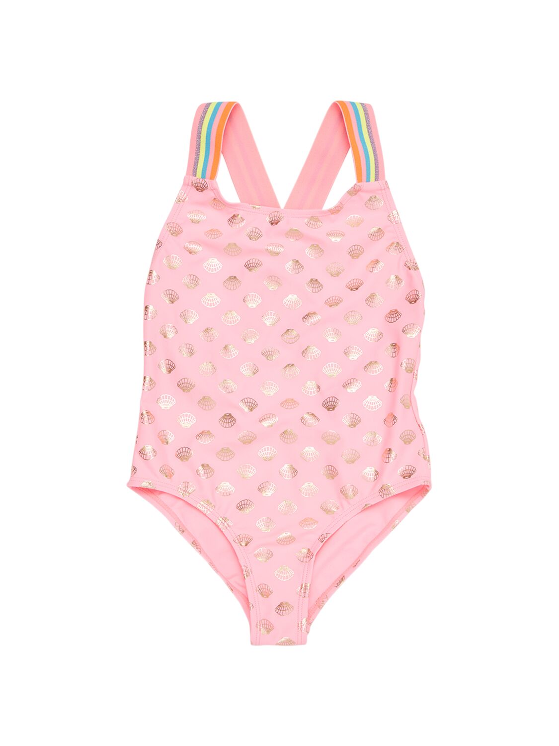 Billieblush Kids' Shell Print Lycra One-piece Swimsuit In Multicolor