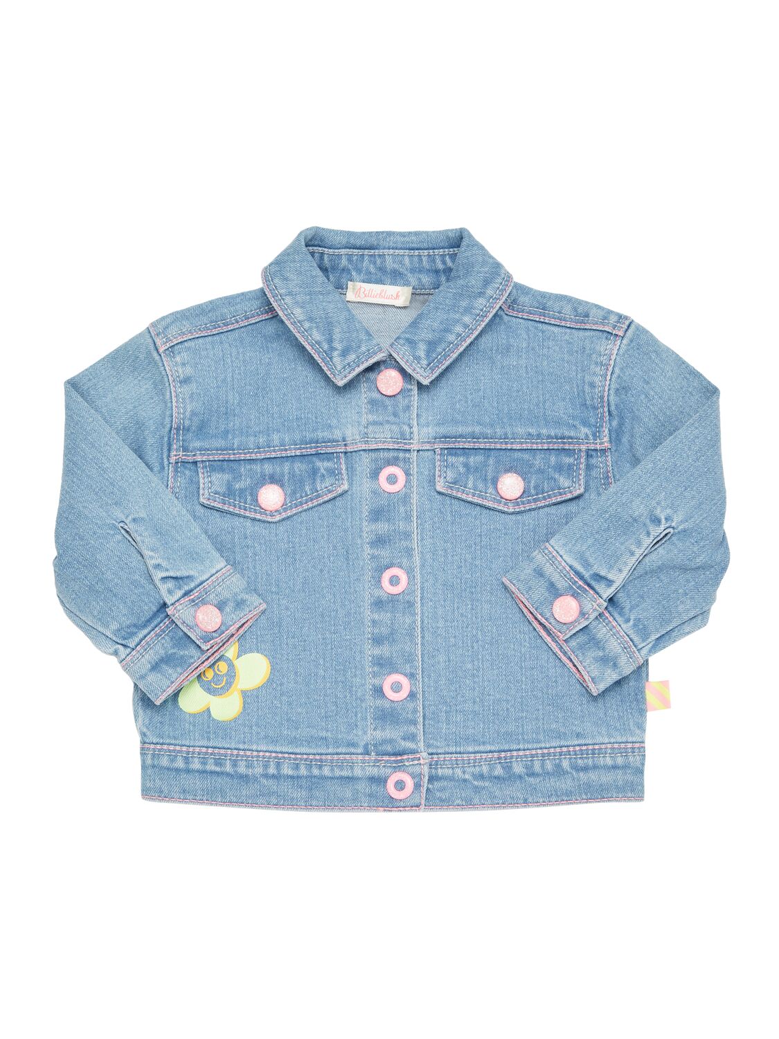 Billieblush Babies' Printed Cotton Denim Jacket In Blue