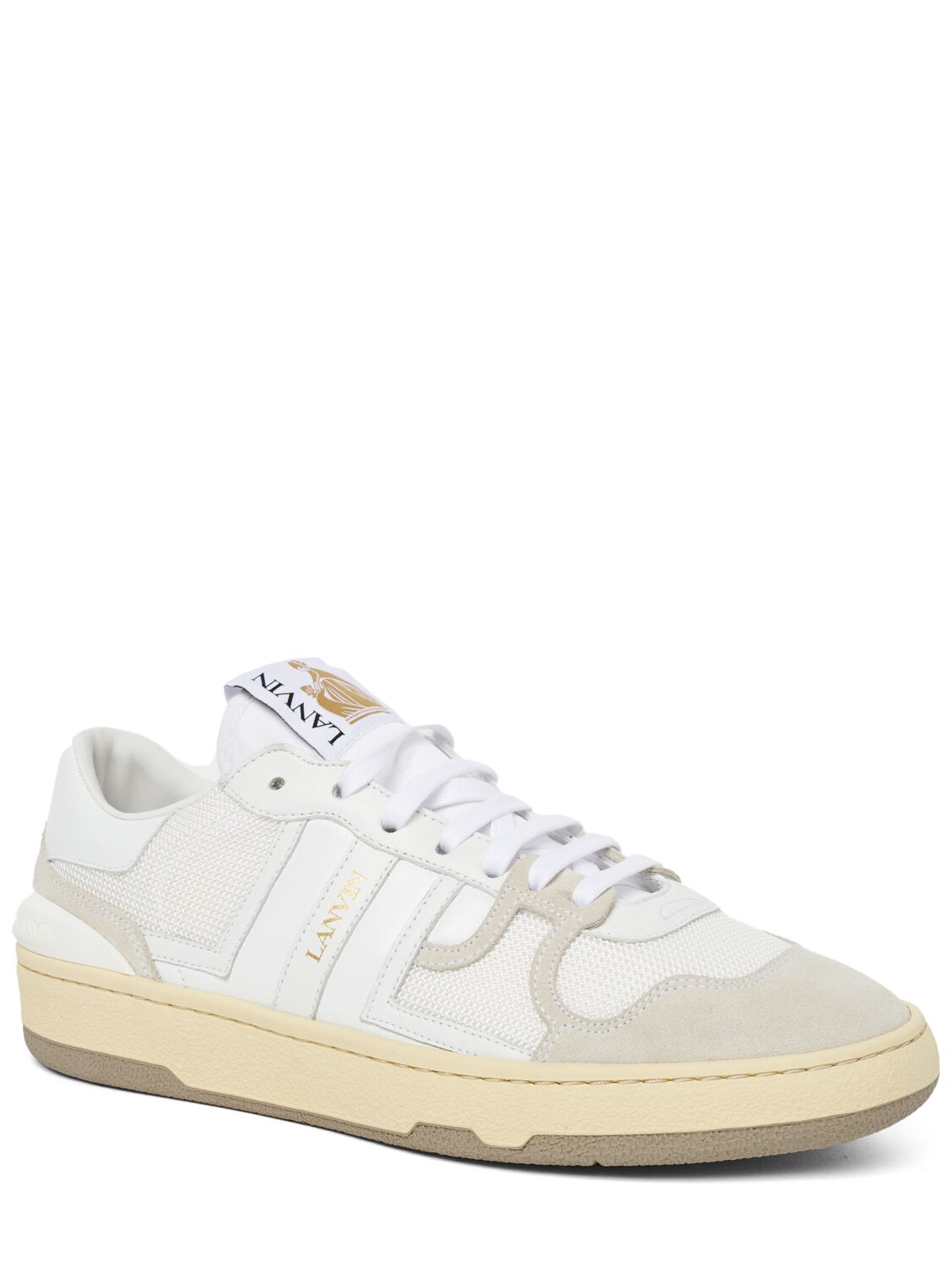 Lanvin 10mm Clay Poly & Leather Trainers In White