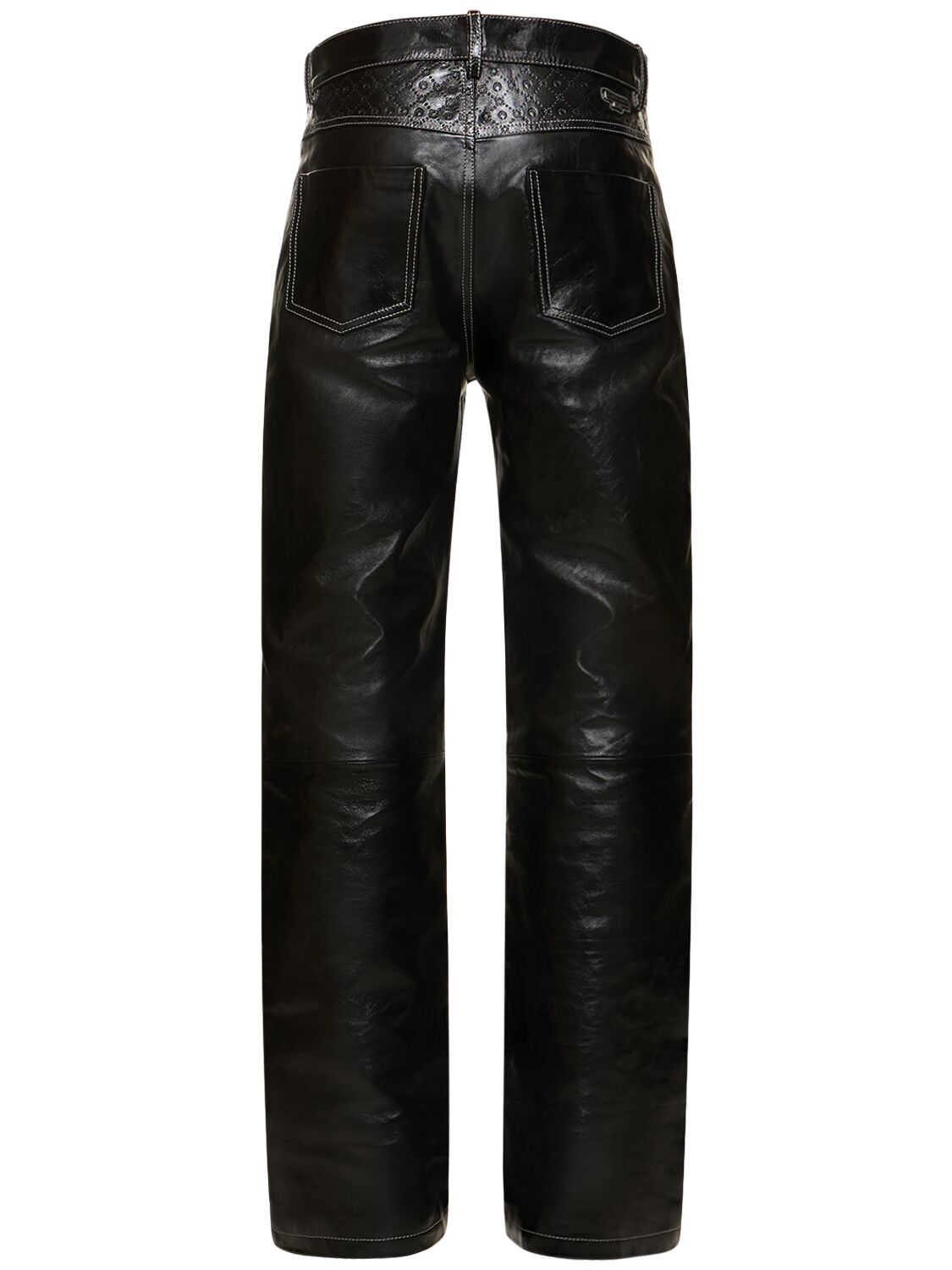 Shop Marine Serre Moon Leather Wide Leg Pants In Black