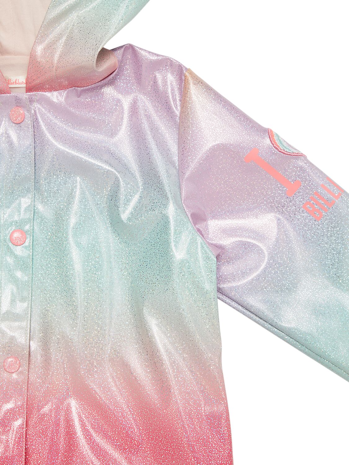 Shop Billieblush Glittered Printed Nylon Raincoat In Multicolor