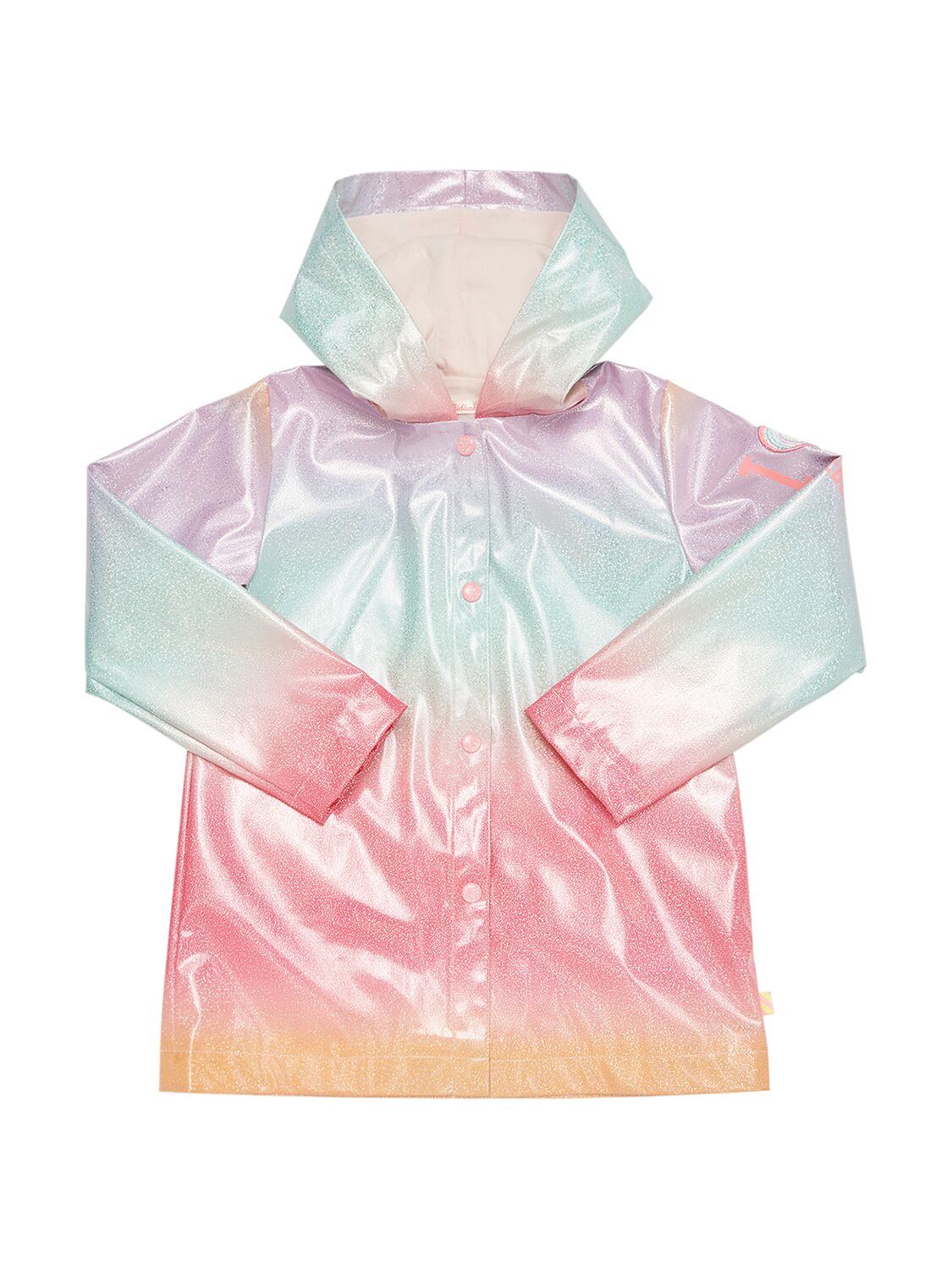 Billieblush Kids' Glittered Printed Nylon Raincoat In Multicolor