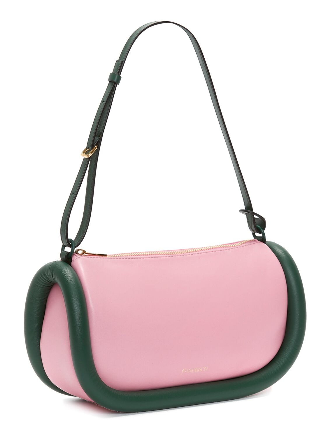 Shop Jw Anderson The Bumper-15 Leather Shoulder Bag In Pink,green