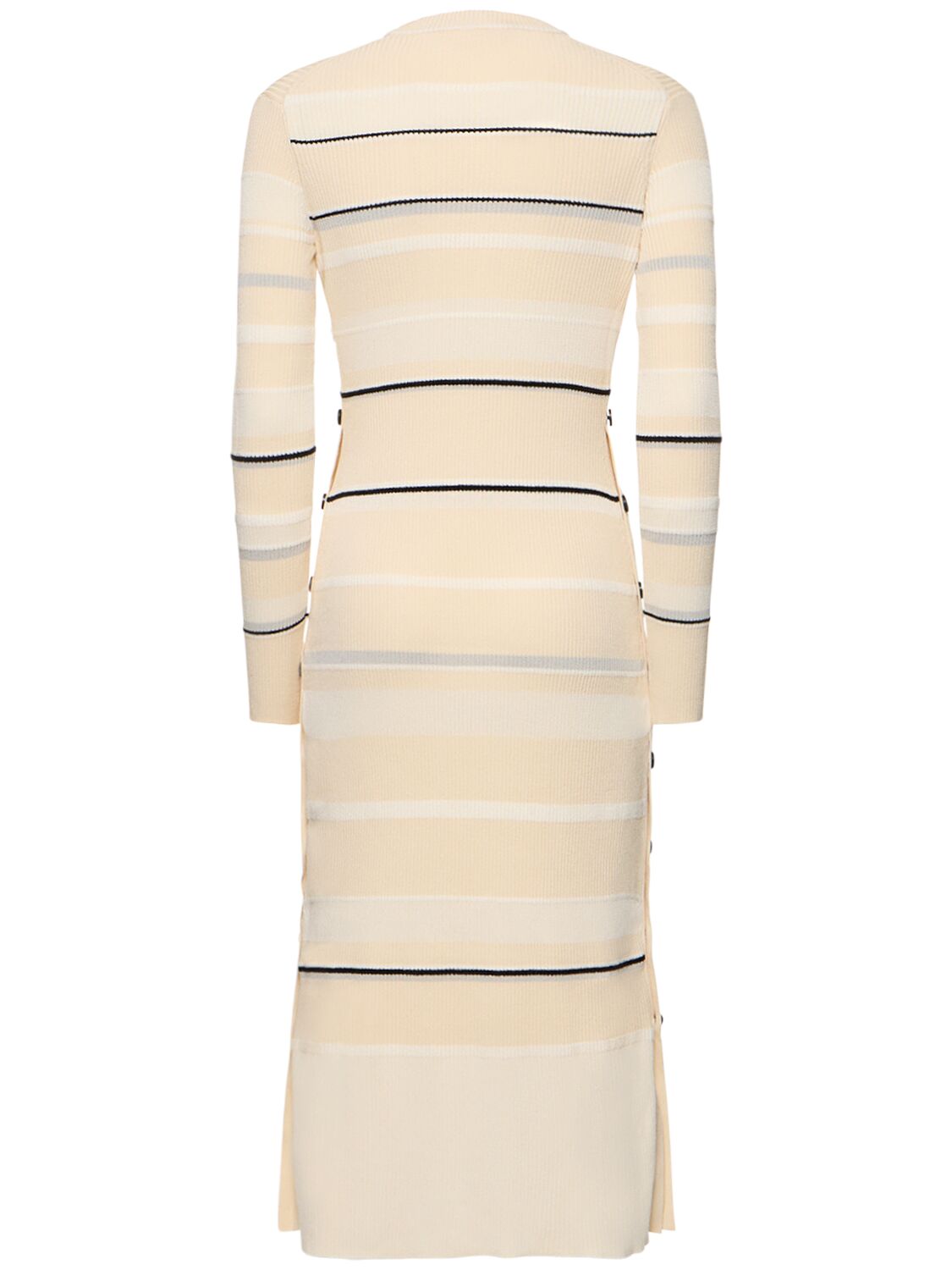 Shop Proenza Schouler Rachel Striped Rib Knit Midi Dress In Multi,beige
