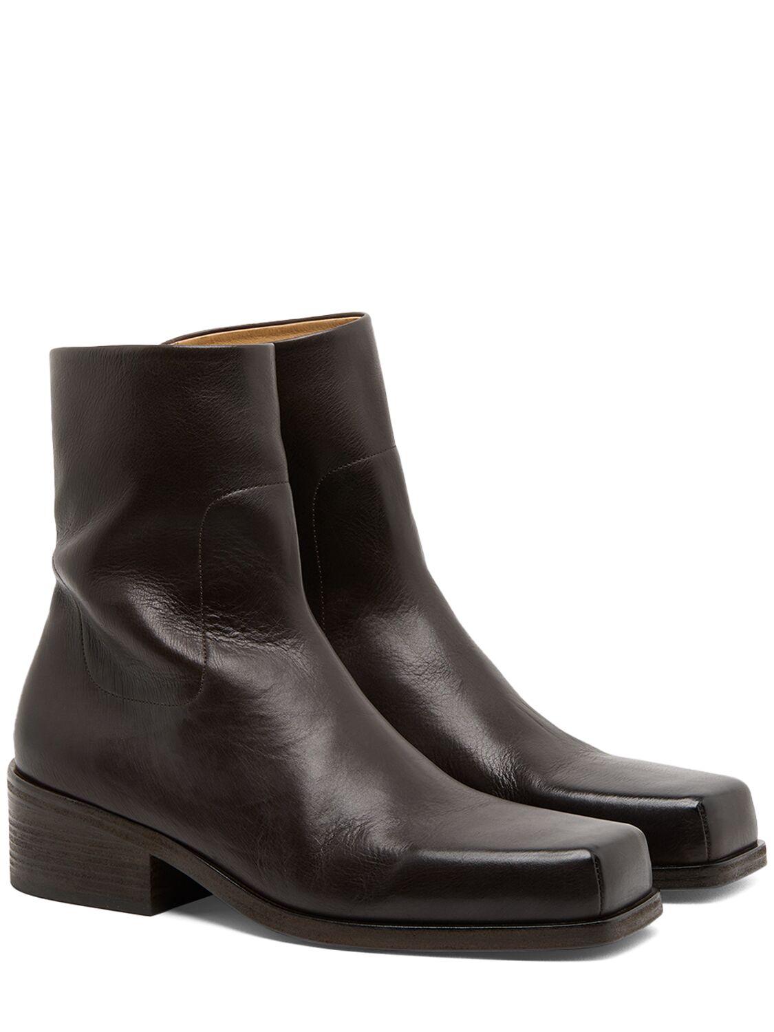 Shop Marsèll Cassello Leather Ankle Boots In Dark Brown