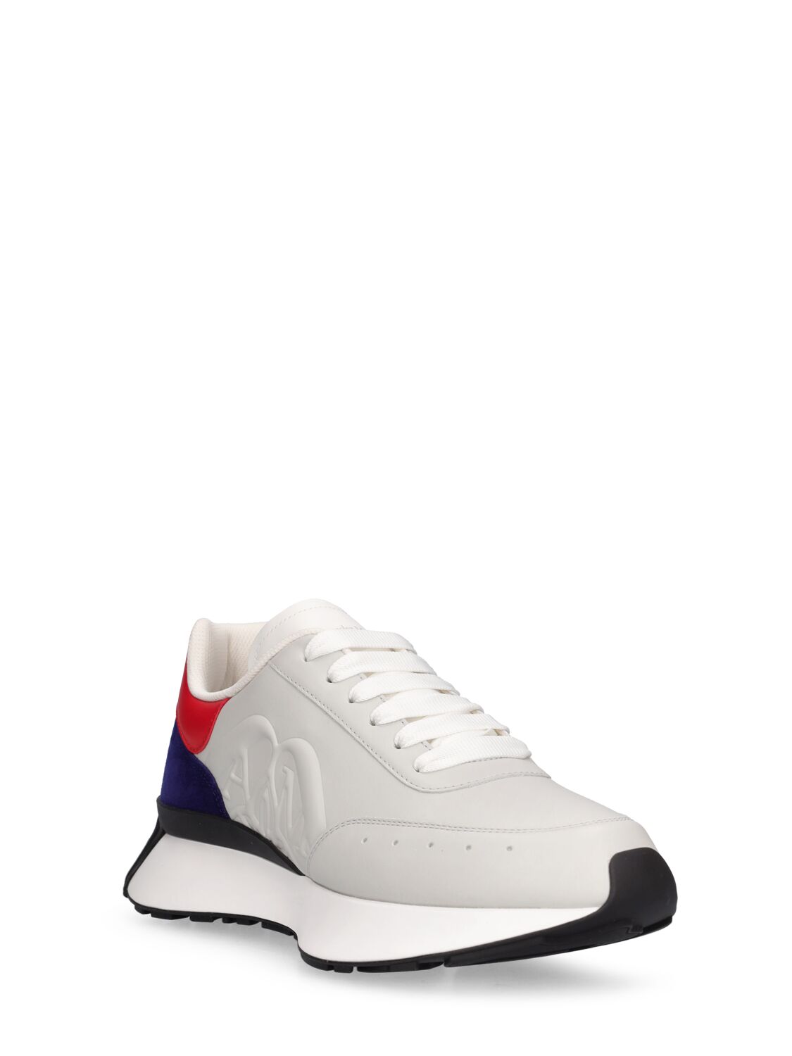 Shop Alexander Mcqueen Sprint Runner Leather Sneakers In White,multi