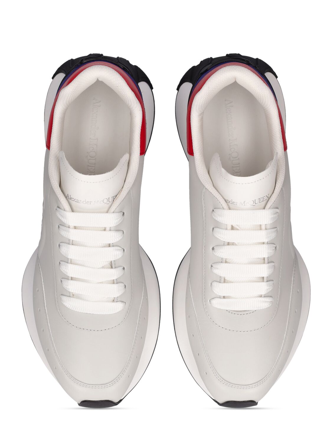 Shop Alexander Mcqueen Sprint Runner Leather Sneakers In White,multi