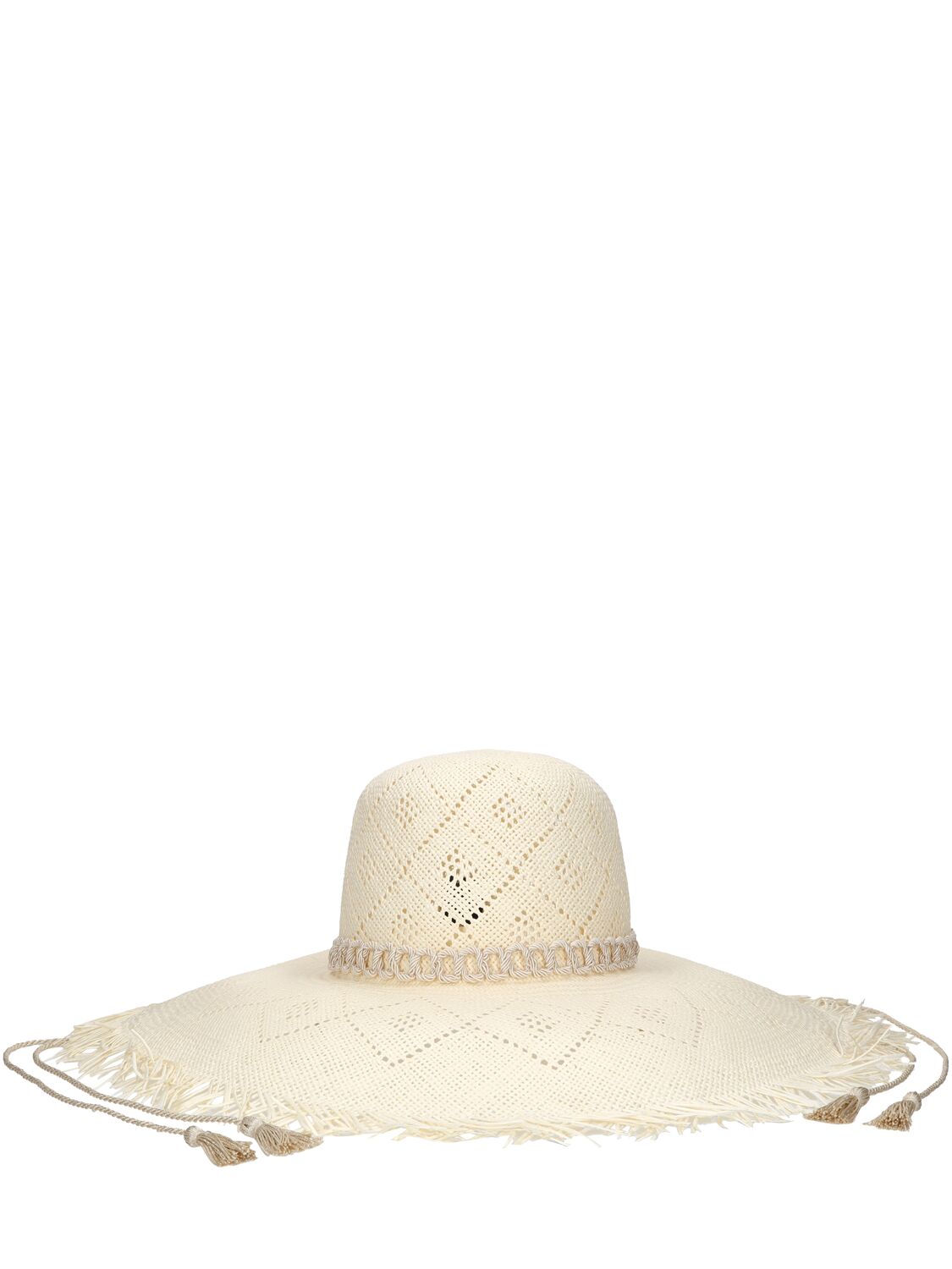 Borsalino Violet Straw Hat In White