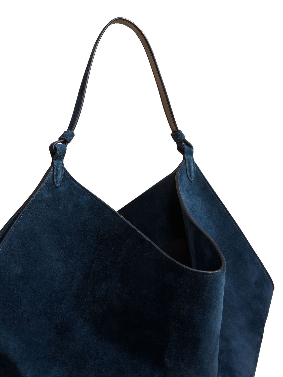 Shop Khaite Medium Lotus Suede Tote Bag In Midnight Blue