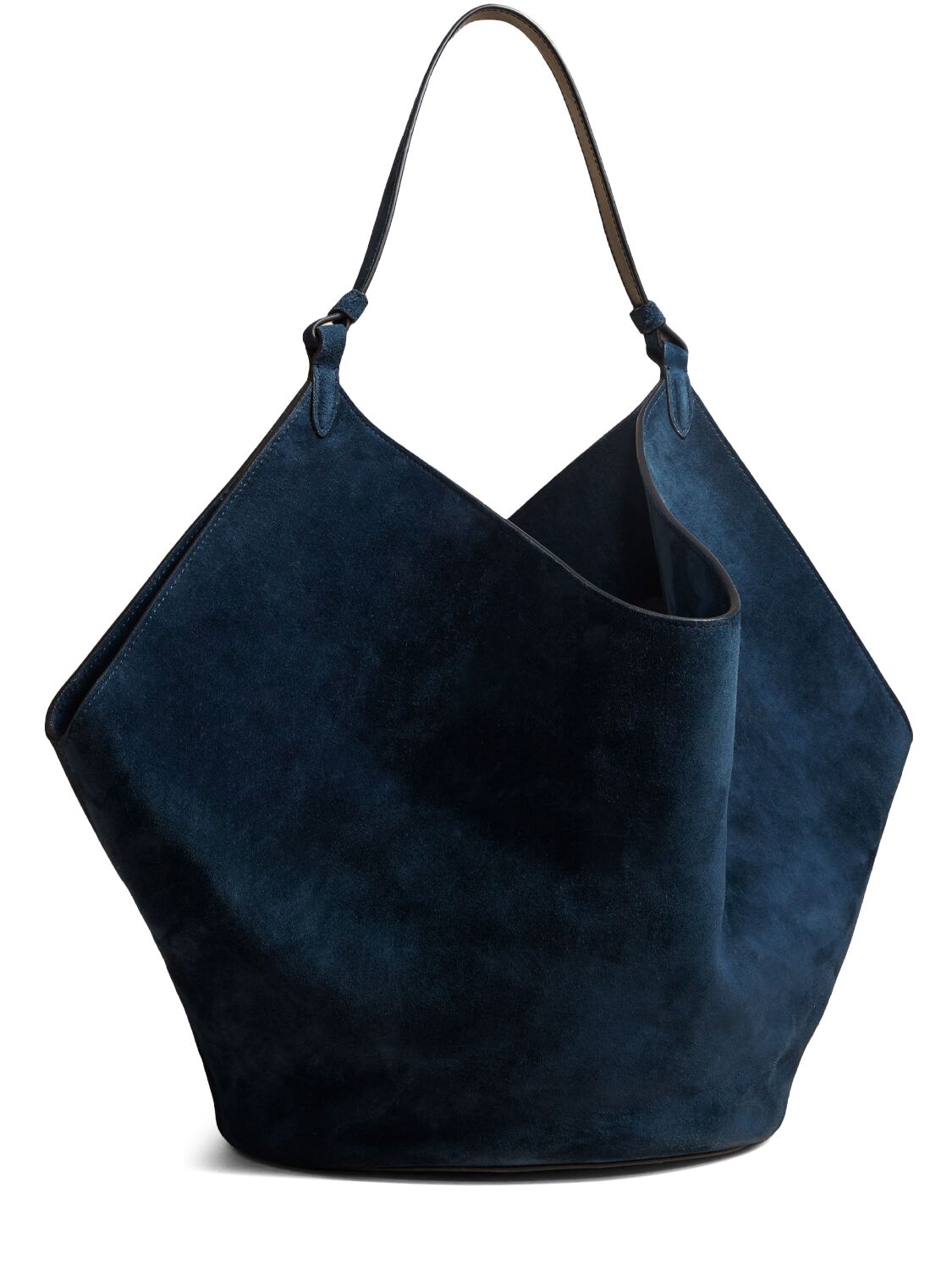 Khaite Medium Lotus Suede Tote Bag In Midnight Blue