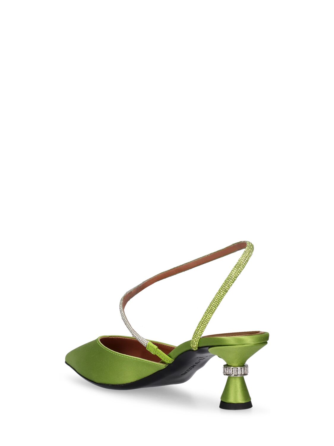 Shop D’accori 50mm Saturn Satin Slingback Mules In Green