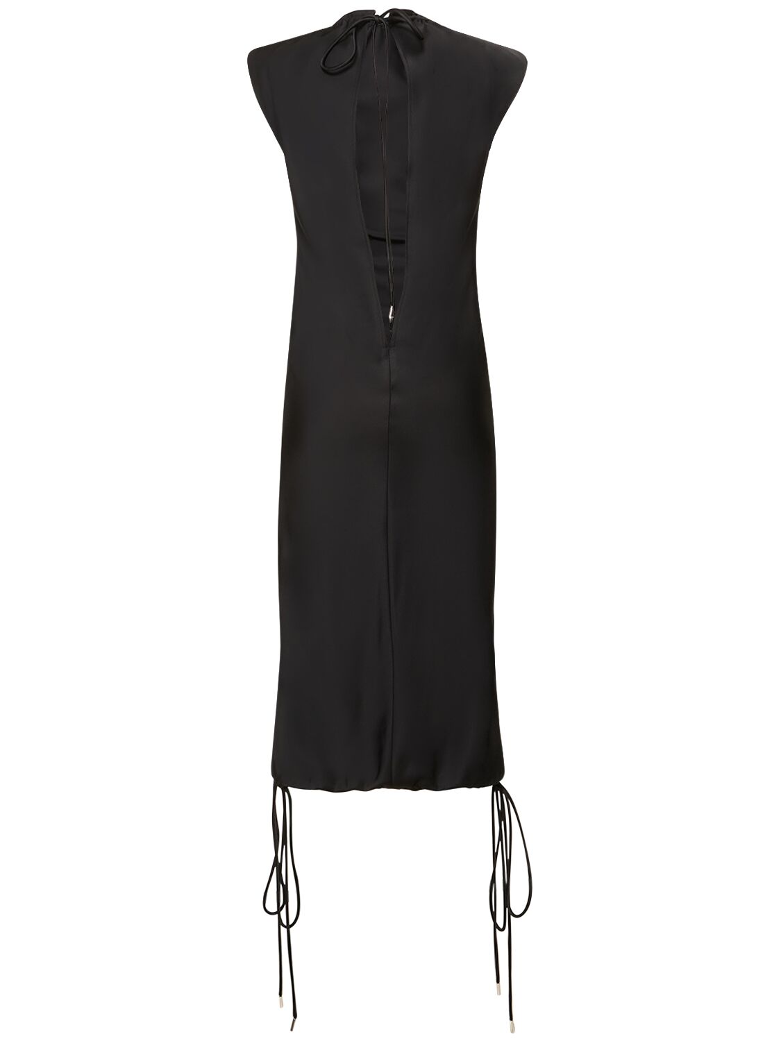 Shop Attico Double Satin Sleeveless Midi Dress In Black
