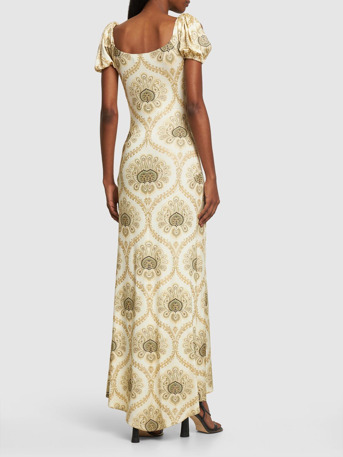 Shop Etro Printed Viscose Jersey Long Dress In Multi Gold