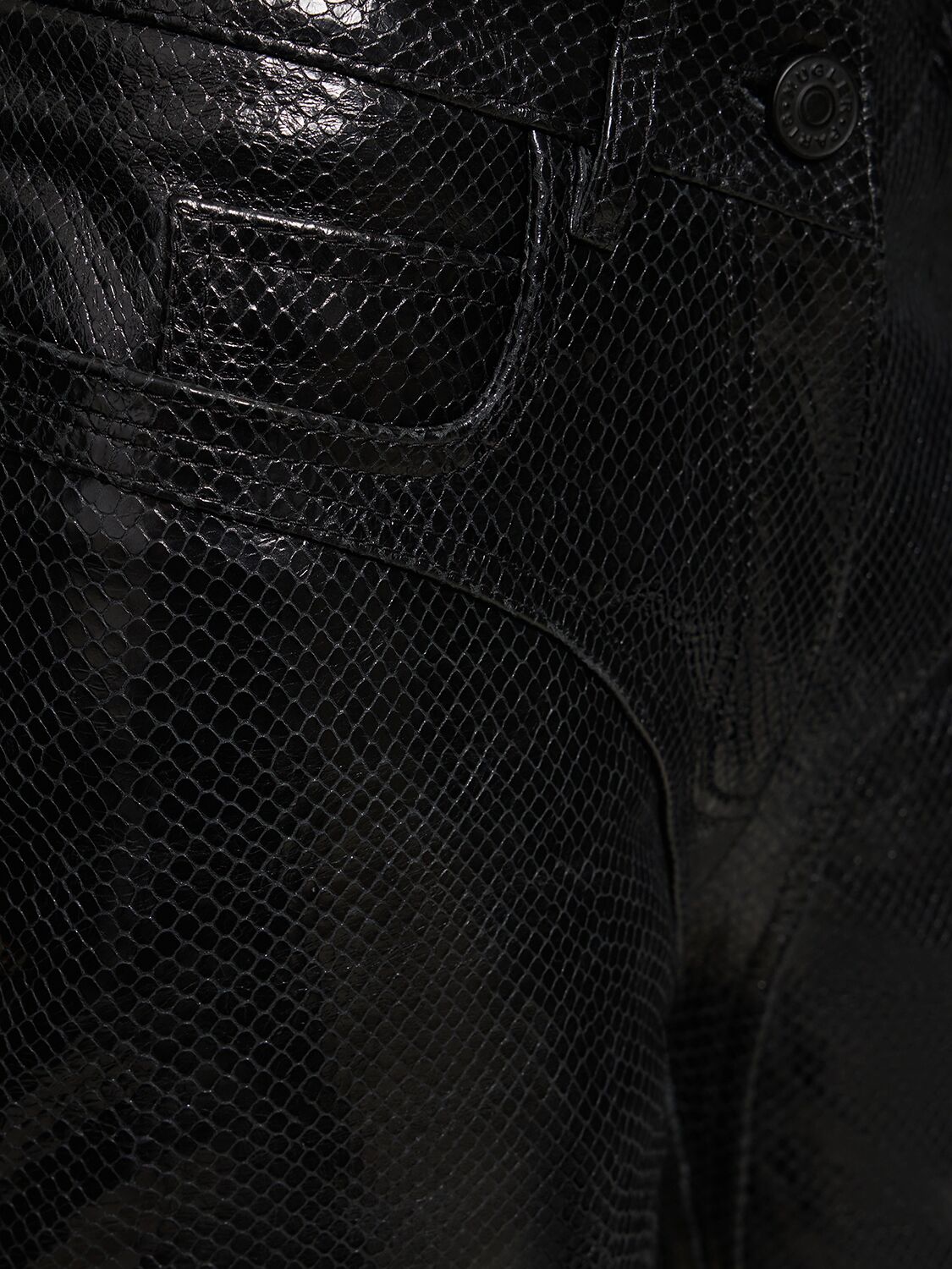 Shop Mugler Snake Leather Flared Pants In Black