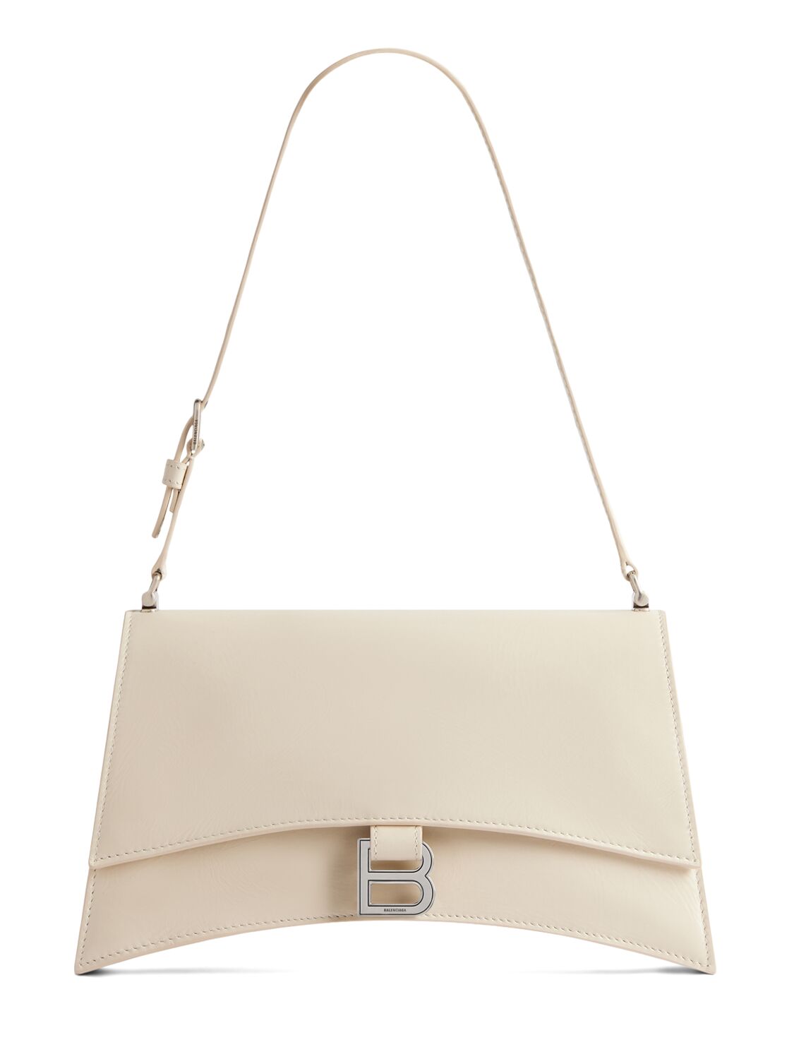 Shop Balenciaga Small Crush Sling Leather Shoulder Bag In Ecru