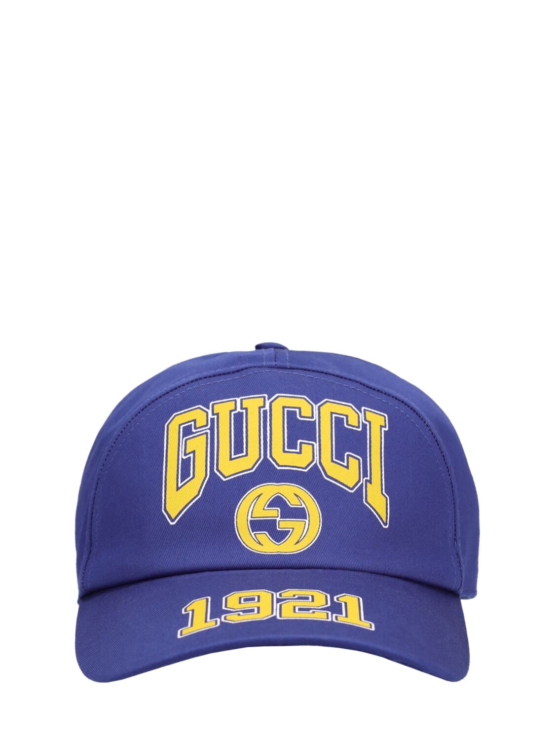Gucci College 1921 Cotton Baseball Cap In Blue,yellow