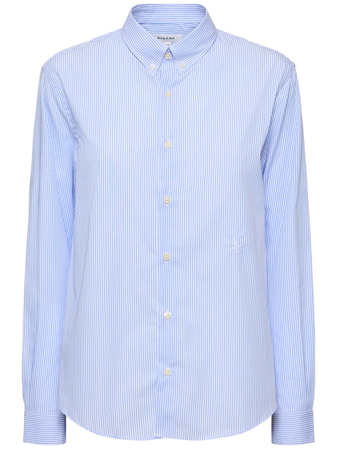 Sporty And Rich Src Embroidered Cotton Shirt In Light Blue