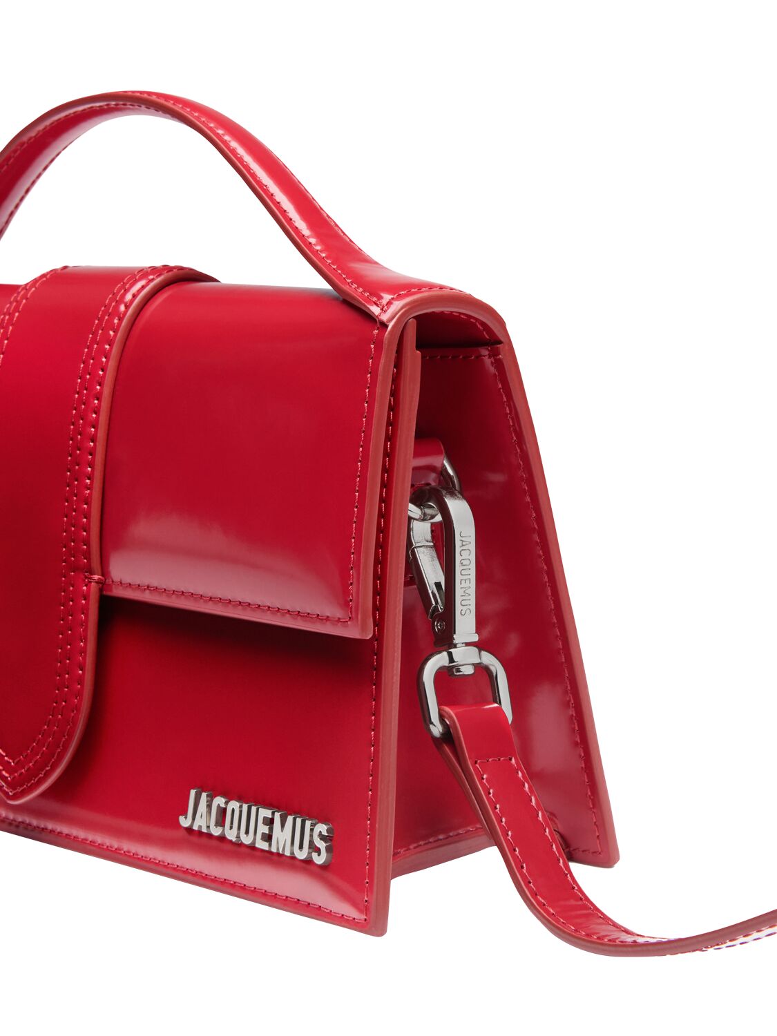 Shop Jacquemus Le Grand Bambino Leather Top Handle Bag In Red