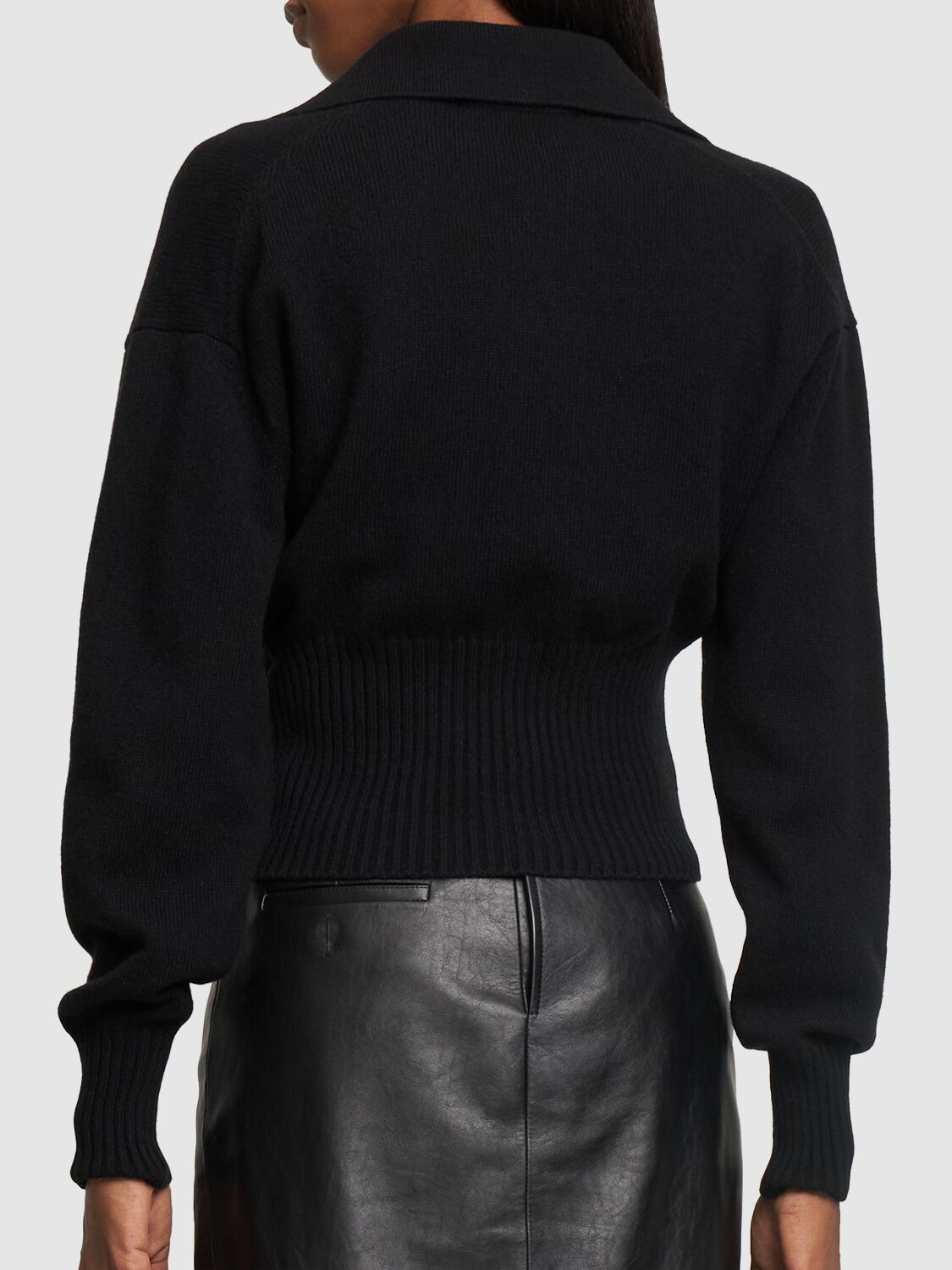 Shop Proenza Schouler Jeanne Cashmere Knit Crop Polo Sweater In Black